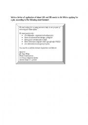 English Worksheet: Letter of application - rubric