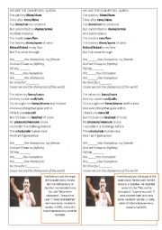 English Worksheet: Song We are the champions