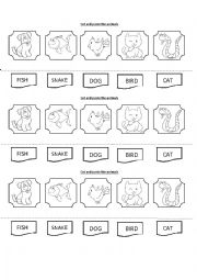 English Worksheet: Cut and paste these animals