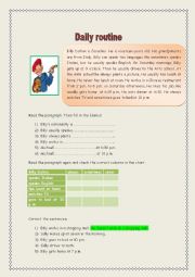 English Worksheet: daily routine