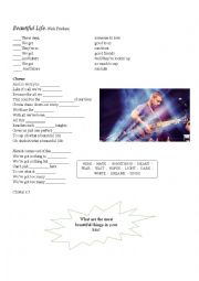 English Worksheet: Beautiful Life song - Nick Fradiani