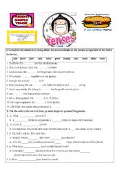 English Worksheet: Exercises on present tenses