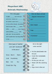 English Worksheet: Playschool ABC. Animals. Wednesday. (about polar bears)