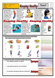 English Worksheet: Keeping Healthy