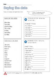 English Worksheet: Saying the date