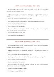 English Worksheet: Get to know your schoolmates - Set 2