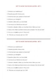 English Worksheet: Get to know your schoolmates - Set 3