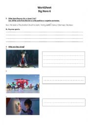 English Worksheet: Worksheet Big Hero 6