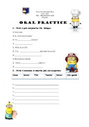 English Worksheet: oral practice