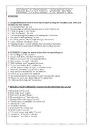 English Worksheet: REPORTED SPEECH