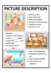 English Worksheet: PICTURE DESCRIPTION FOR KIDS