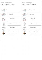 English Worksheet: CAN/CANT -YES-NO QUESTIONS