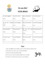 Do you like? Food BINGO