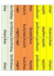 English Worksheet: Plural puzzle