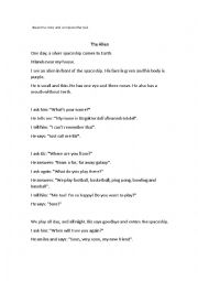 English Worksheet: The Alien - An easy story with present simple