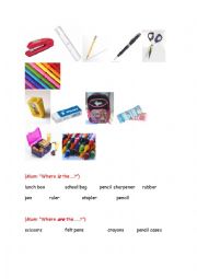 English Worksheet: Classroom materials
