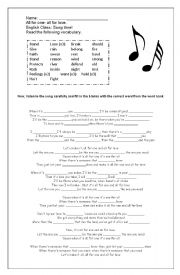 English Worksheet: Song activity