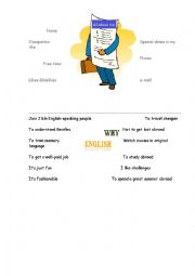 English Worksheet: All about me. Why English