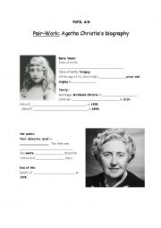 Pair-Work about Agatha Christies Biography