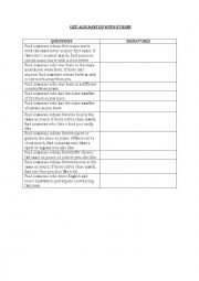 English Worksheet: ICE-BREAKER: GET ACQUAINTED WITH OTHERS