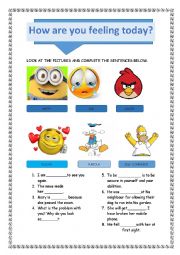 English Worksheet: How are you feeling today ?