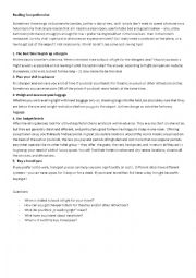 English Worksheet: Travel on budget - Reading Comprehension