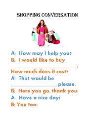English Worksheet: Shopping Conversation