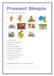 English Worksheet: GARFIELD PRESENT SIMPLE