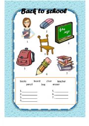 English Worksheet: back to school