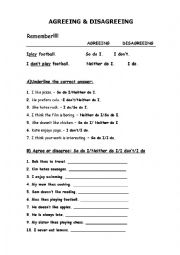 English Worksheet: Agreeing and disagreeing