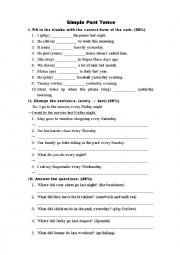 English Worksheet: Simple Past Tense