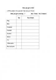 English Worksheet: Class survey 