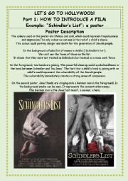 English Worksheet: Lets Go To Hollywood - Part 1 - Schindlers List - poster