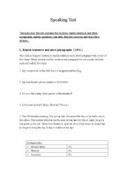 English Worksheet: Speaking test