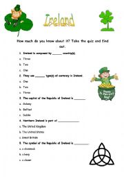 English Worksheet: Quiz on Ireland