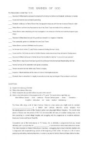 English Worksheet: The Hammer of God