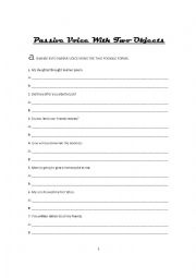 English Worksheet: Passive voice with two objects