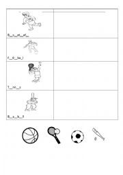 English Worksheet: sports cut and paste worksheet