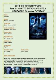 English Worksheet: Let�s Go To Hollywood - Avatar - Introducing the film