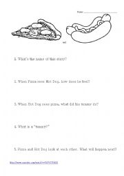 English Worksheet: Pizza Meets Hot Dog