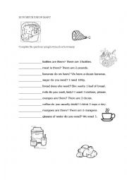 English Worksheet: How much x How many