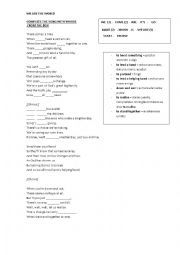 English Worksheet: song we are the world 