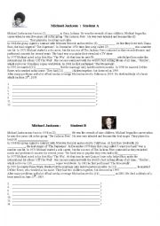 English Worksheet: Michael Jackson biographical exchange