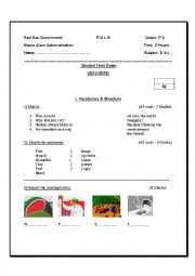 English Worksheet: Second Term Exam