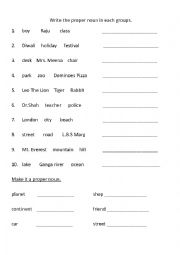 English Worksheet: proper nouns