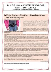 English Worksheet: GUN OWNERSHIP - READING COMPREHENSION 2