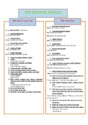 English Worksheet: the definite article (the) 