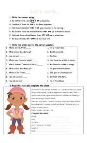 English Worksheet: Reading about Alice (personal information) 