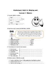 English Worksheet: Chores