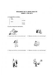 worksheet vocabulary about arts